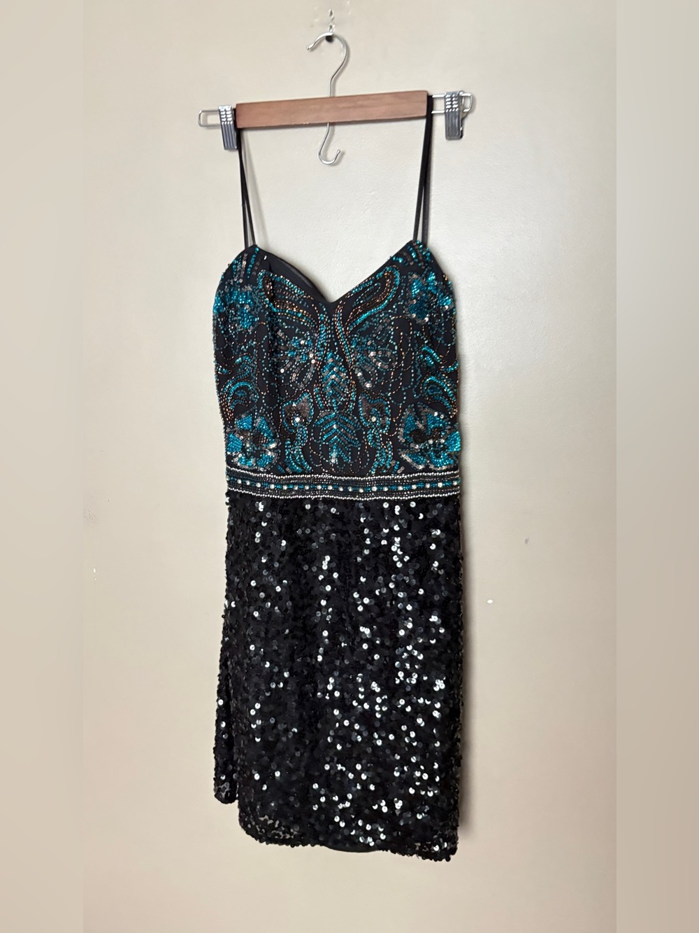 Shail K. 100% Silk Hand-Beaded Sequin Cocktail Mini Dress homecoming hoco EUC - Picture 3 of 16